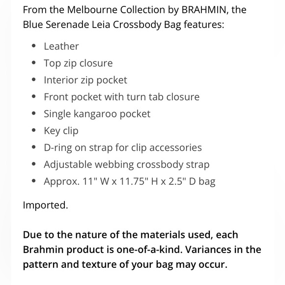 Brahmin Leia, Blue Serenade Melbourne, NWT - Picture 12 of 16